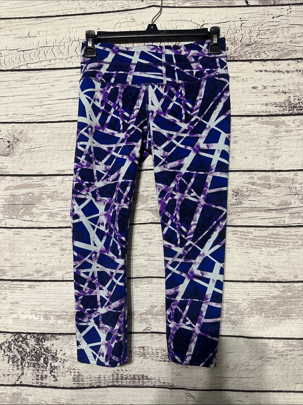 Athleta Blue & Purple Geometric Print Leggings